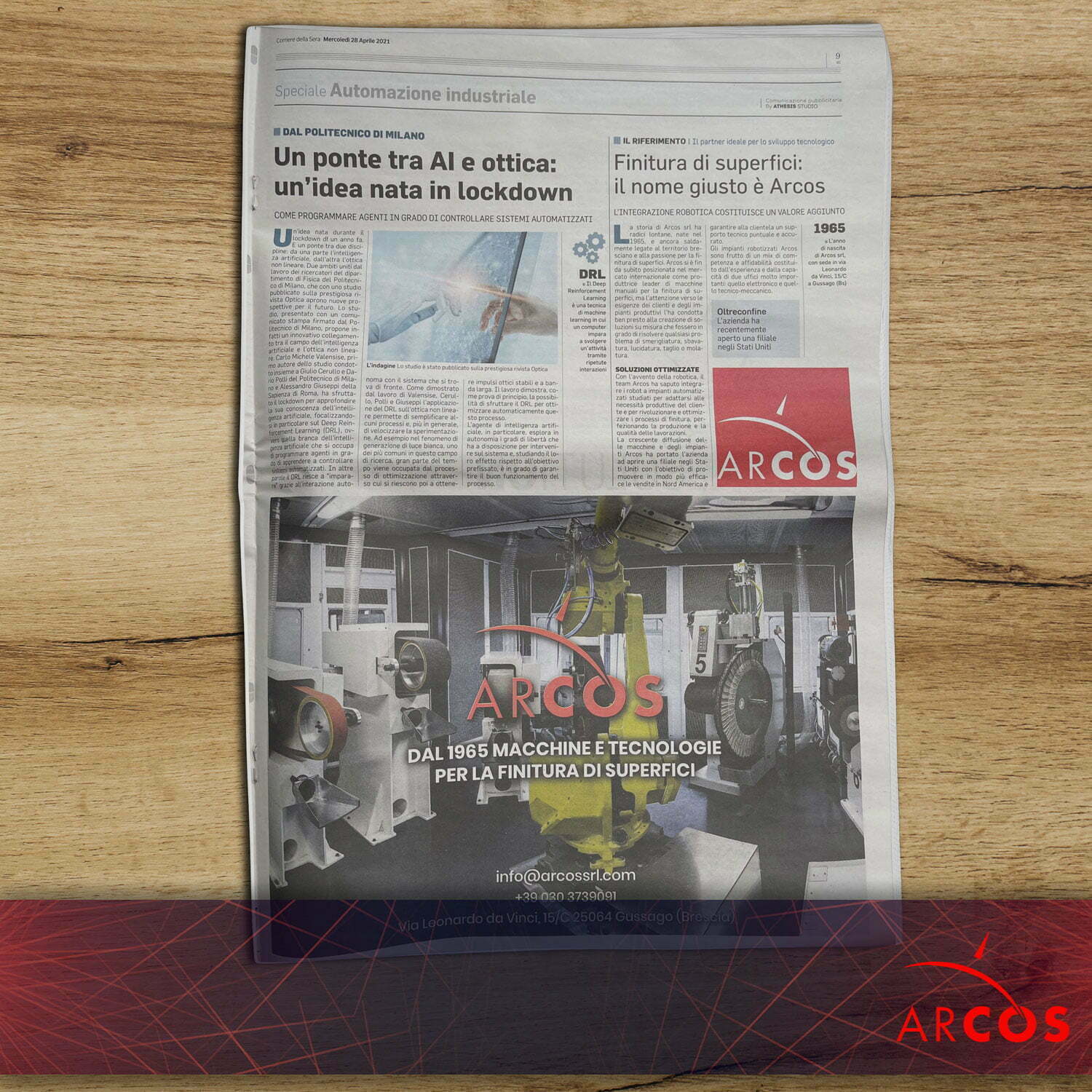 ARTYKUŁ W CORRIERE DELLA SERA Z 28 KWIETNIA 2021 R. | ARCOS